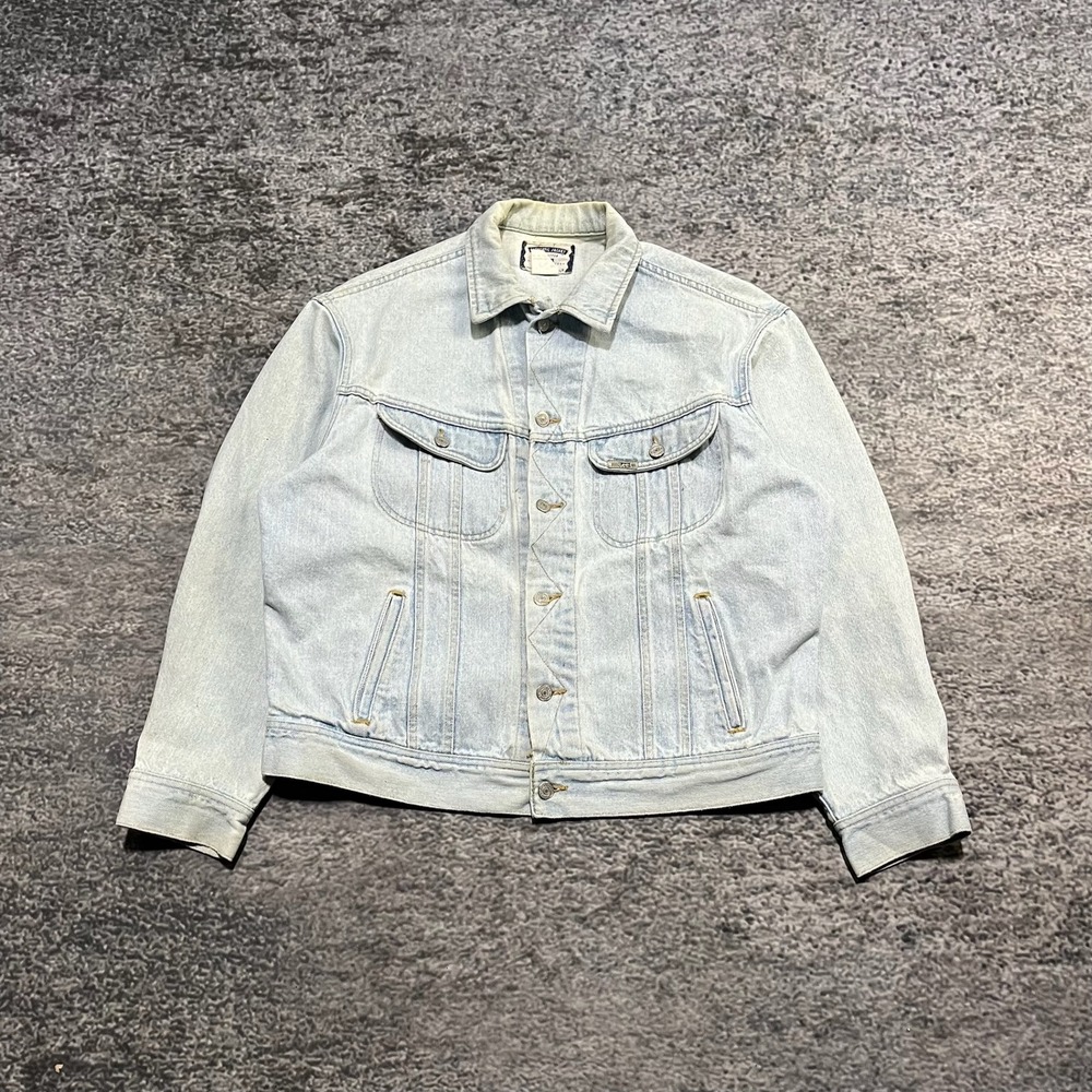 Vintage 90s Lee Denim Jacket Mens Large Blue Trucker Western Made In USA‎